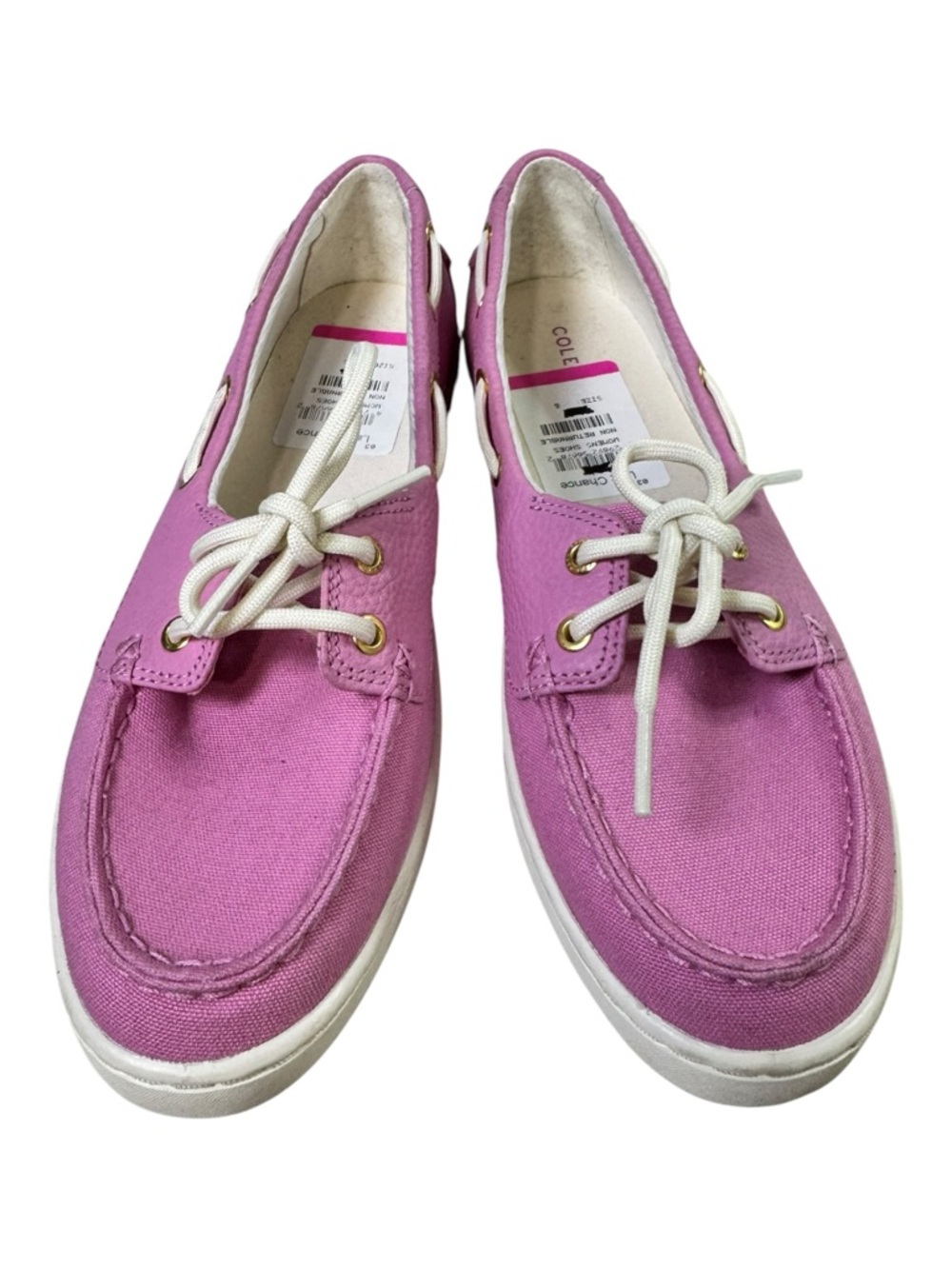Cole Haan Nantucket Pink Canvas & Leather Boat Shoes - NWT Women's 8